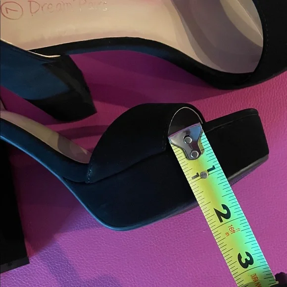 Dream Pairs Hi-Chunk Platform Pump Sandal Size 7 Black Nubuck Finish Block Heel - Picture 12 of 13